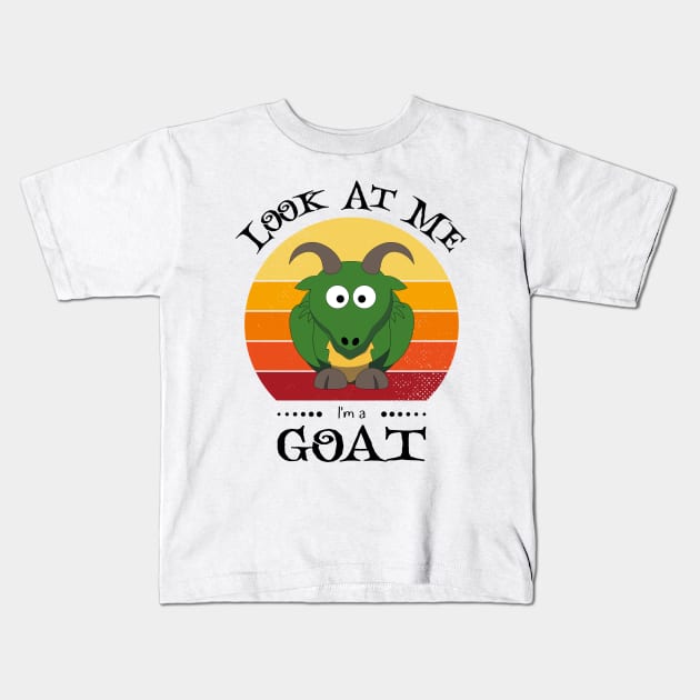 Funny Halloween Retro Vintage Goat Kids T-Shirt by Art master